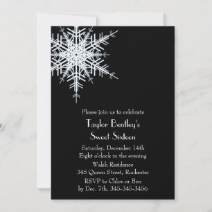 Wintery Offset Snowflake 16. Geburtstag Einladung