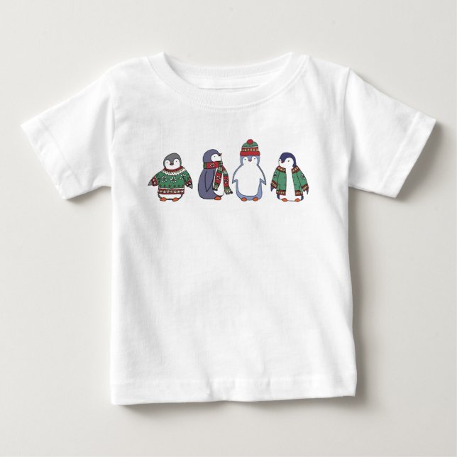 Wintery Penguins Baby Romper T-shirt (Vorderseite)