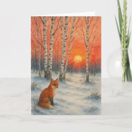 Wintery scene with fox Xmas card Feiertagskarte
