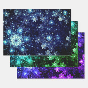 Wintery Snowflakes Pattern Geschenkpapier Set