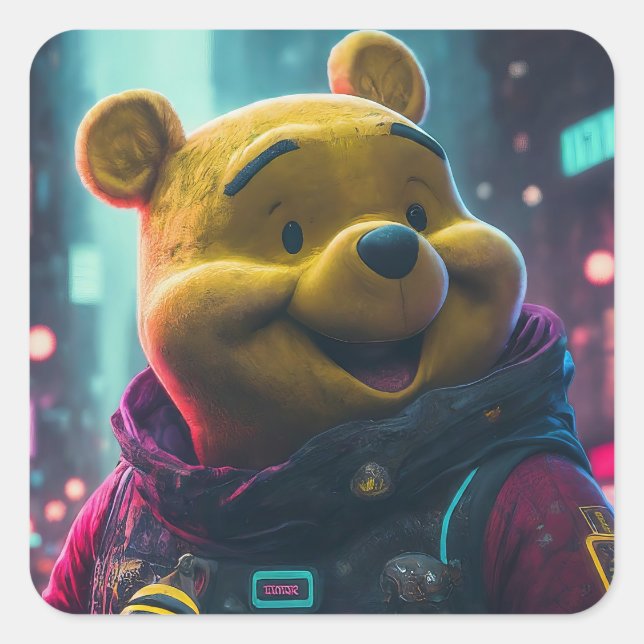 Wintery Teddy Quadratischer Aufkleber (Vorderseite)