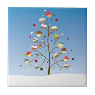 Wintery Tree of Cupcakes Fliese