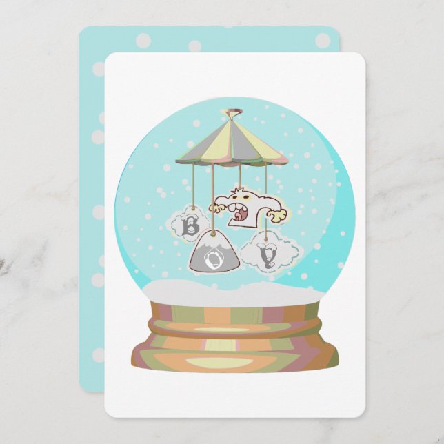 Winteryeti-Schneeschuhlobe Kinderspiel Party Einladung (Vorne/Hinten)