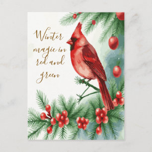 Winterzauber in Rot und Grün Kardinal Postkarte