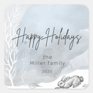 Winterzauberurlaub Monogramm Quadratischer Aufkleber