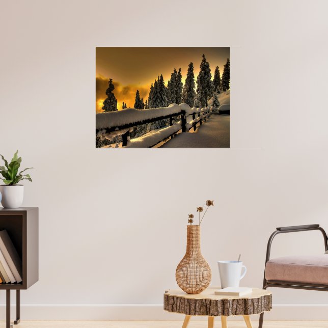 Winterzaun-Szene Print Poster Artwork Mural (Wohnzimmer 3)