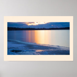 Winterzeit-Fluss-Sonnenuntergangs-Poster Poster