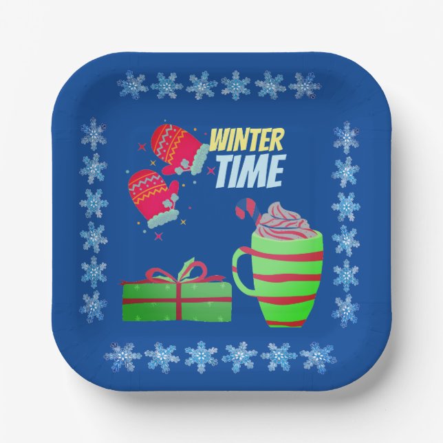 Winterzeit Riese Pappteller (Vorderseite)