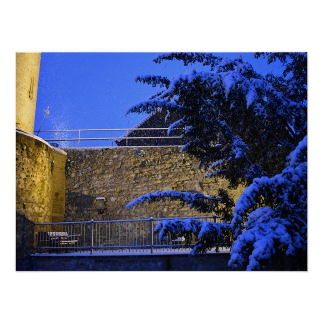 Winterzeit , Schnee auf den Bäumen Poster (Vorderseite)