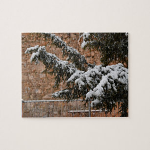 Winterzeit , Schnee auf den Bäumen Puzzle