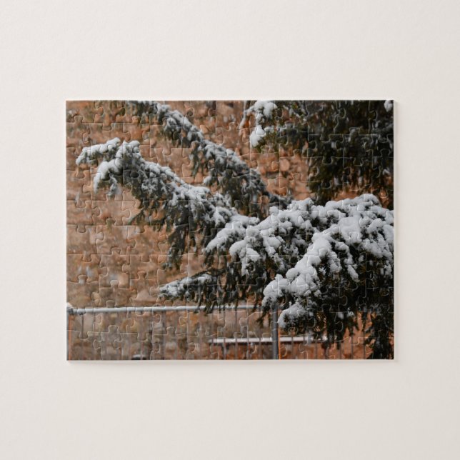 Winterzeit , Schnee auf den Bäumen Puzzle (Horizontal)