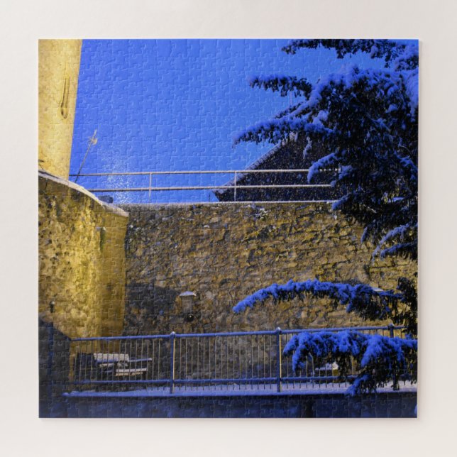 Winterzeit , Schnee auf den Bäumen Puzzle (Horizontal)