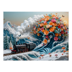 Winterzug Papercraft Szene Poster