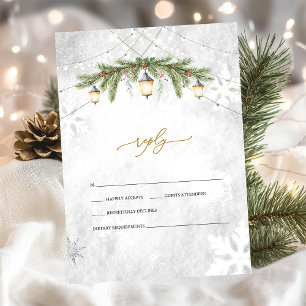Winterzweig Laterne Schneeflocken Hochzeits-RSVP Einladung