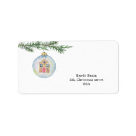 Winterzweig mit Spielzeug Adressaufkleber