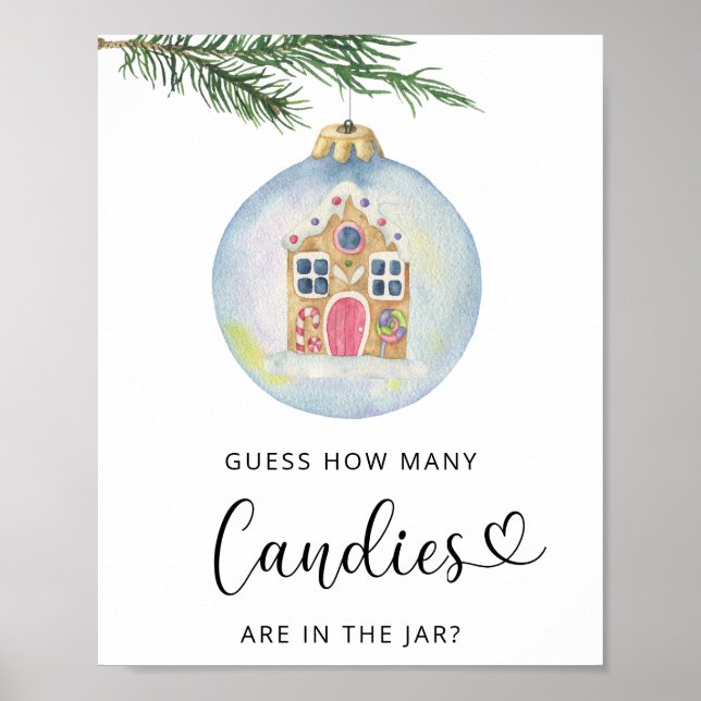 Winterzweig - Raten Sie mal, wie viele Bonbons es  Poster (Vorne)