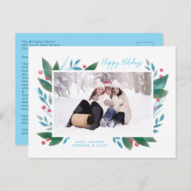 Winterzweig und Foto Berries Postkarte (Vorne/Hinten)