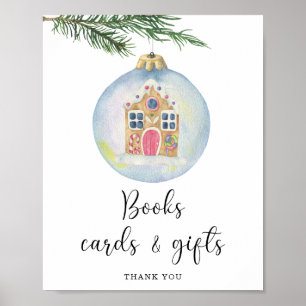 Winterzweig Wasserfarbe - Bücherkarten und Geschen Poster