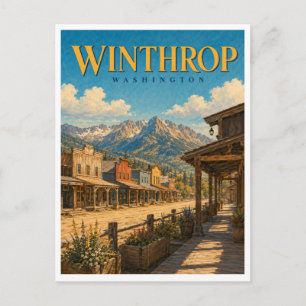 Winthrop Washington Western Boardwalk GeoSaga Postkarte