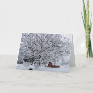 WINTRY BARN UND CHRISTMAS WISHES FEIERTAGSKARTE