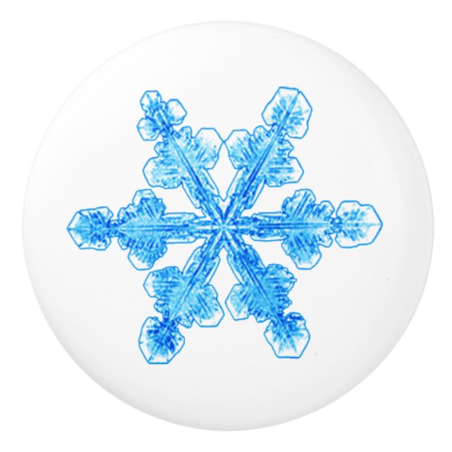 Wintry Blue Snowflake Keramikknauf (Vorderseite)