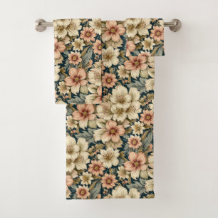 Wintry Floral Azaleen und Rose Badhandtuch Set
