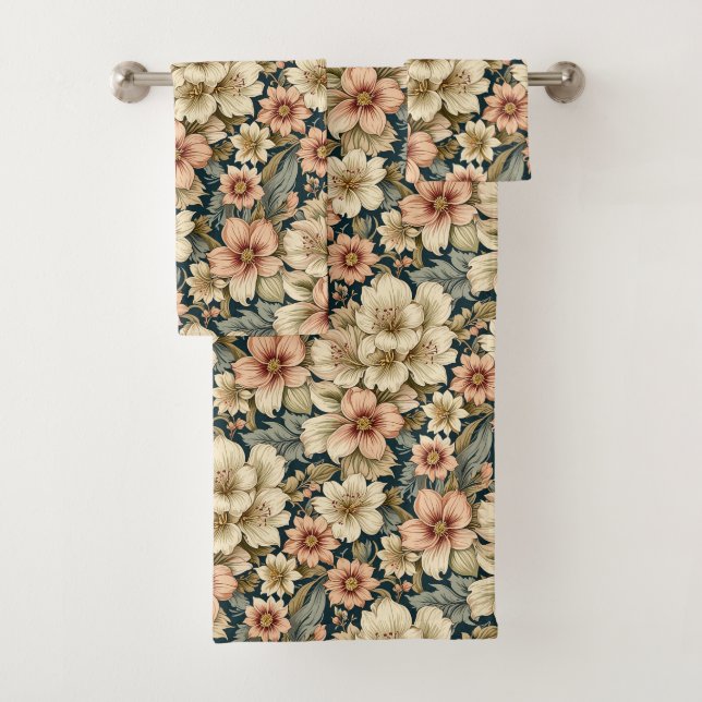 Wintry Floral Azaleen und Rose Badhandtuch Set (Insitu)