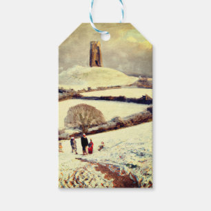Wintry Glastonbury Tor Geschenkanhänger