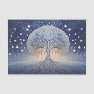 Wintry Tree of Life, Frosty Stars and Spirits Seidenpapier