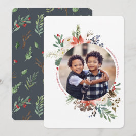 Wintry Wonderland Round Foto Holiday Flat Card Einladung