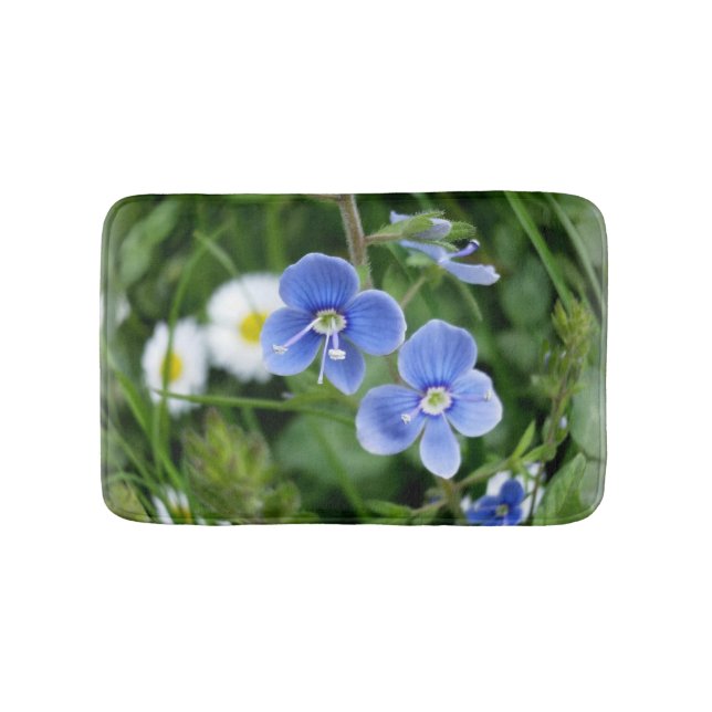 winzige blaue Blumen Badematte (Vorderseite)
