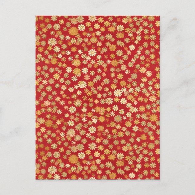 Winzige Blume auf dem Roten Hintergrund Chiyogami Postkarte (Vorderseite)