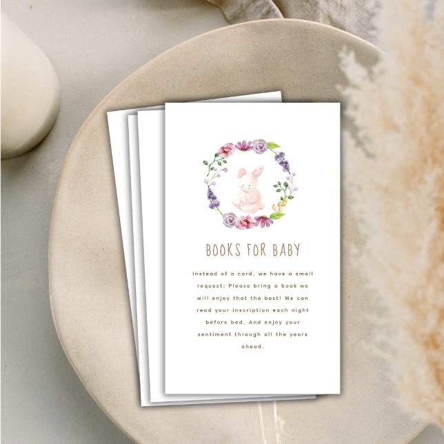 Winzige Blumenbücher für Babydusche Begleitkarte (Tiny Bunny Floral Books For Baby Shower Enclosure Card)
