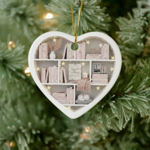 Winzige Bücherregale Rosa Bücherregal 2D-Druck Büc Keramik Ornament