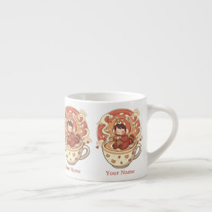Winzige Chibi-Rotpanda-Milchtasse für Kinder Espressotasse
