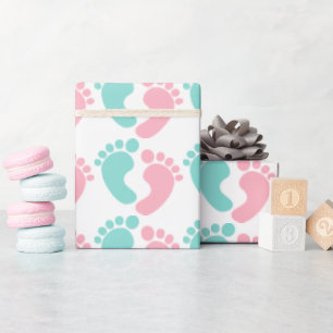 Winzige Footprints Baby Reveal Shower Party Geschenkpapier