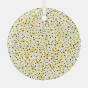 Winzige gelbe Blumen: Aquarell Nahtlos. Ornament Aus Glas