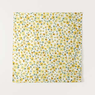 Winzige gelbe Blumen: Aquarell Nahtlos. Wandteppich