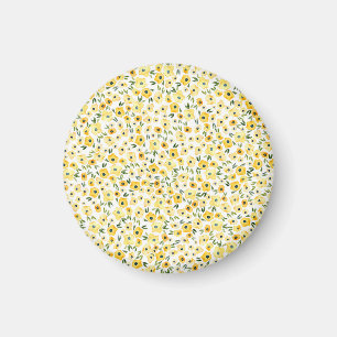 Winzige gelbe Blumen: Wasserfarb-Nahtlos. Magnet