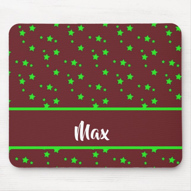 Winzige grüne Sterne auf braun Mousepad (Vorne)