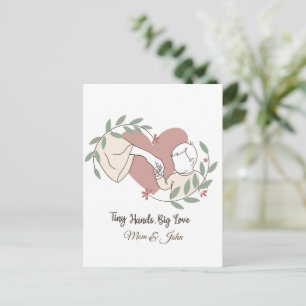 Winzige Hände Große Liebe Mom Blumenlinie Kunst Postkarte