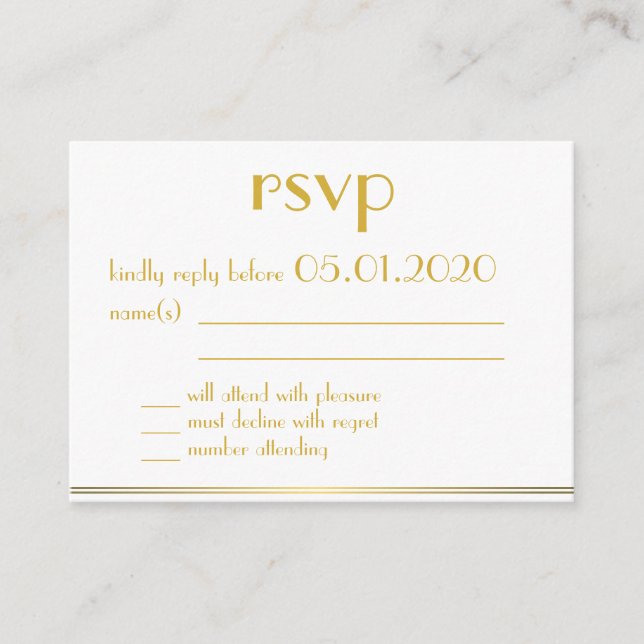 Winzige Mit Monogramm Great Gatsby Wedding RSVP Ca Begleitkarte (Vorderseite)