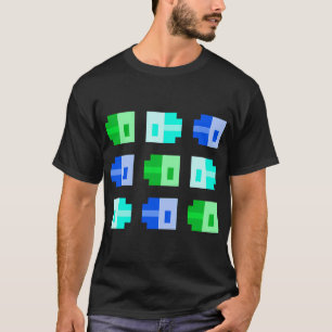 Winzige Pixel Fische, Grün Cyan Blau T-Shirt