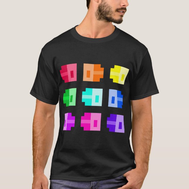 Winzige Pixel Fische, Regenbogen T-Shirt (Vorderseite)