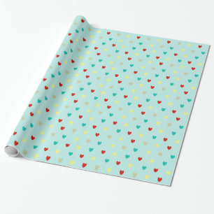 Winzige Polka-Herzen auf Meeresgrün Geschenkpapier