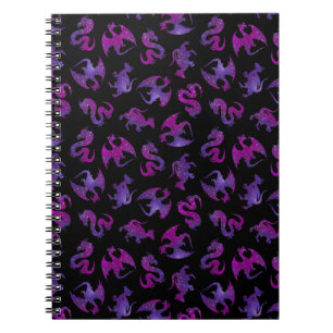 Winzige rosa und violette Raumdrachen Notizblock