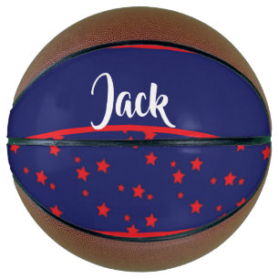 Winzige rote Sterne auf blau Basketball