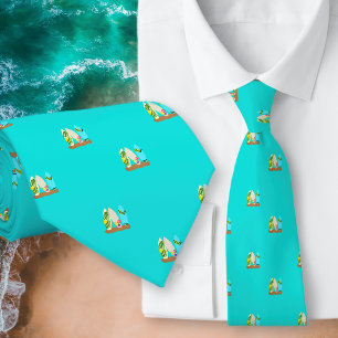 Winzige Surfboards Muster Türkis Neck Tie Krawatte