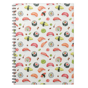 Winzige Sushi-Illustration für Nigiri- und Maki-Fa Notizblock