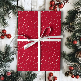 Winzige weiße Sterne an roten Weihnachten Geschenkpapier